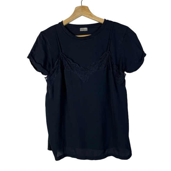 Marella Sport Navy Blue Cami Layered Crewneck Short Sleeve T-Shirt M - Picture 1 of 4